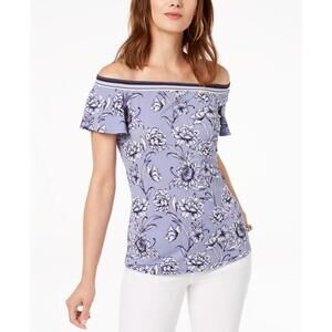 Inc International Concepts Womens Printed Off-The-Shoulder Top Size S